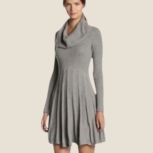 Calvin Klein Women's XLarge Shimmering Cowl-Neck Gray Sweater Dress Silver Flare